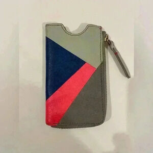 Fossil Multi Color Leather Cell Phone Wristlet Case Clutch Wallet Change Purse.